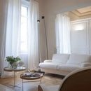 Minimalist black floor lamp with curved led arms for living room