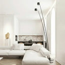 Minimalist black floor lamp with curved led arms for living room