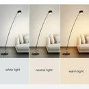 Minimalist black floor lamp with curved led arms for living room