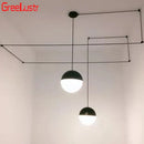Minimalist black geometric glass ball led chandelier living room