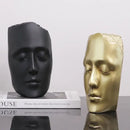 Minimalist black & gold abstract face sculpture living room decor