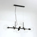 DecorBites™ Minimalist Clear/Smoke Grey Glass Globe Island Chandelier - 8 Lights Black/Gold Dining Room Lighting
