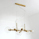 DecorBites™ Minimalist Clear/Smoke Grey Glass Globe Island Chandelier - 8 Lights Black/Gold Dining Room Lighting