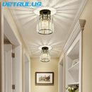 Minimalist black & gold crystal ceiling chandelier corridor light