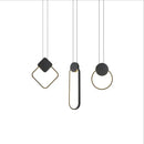 Minimalist black & gold crystal led pendant lights kitchen set of 3