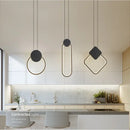Minimalist black & gold crystal led pendant lights kitchen set of 3