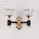 Minimalist black & gold crystal wall sconce bedroom e26 e27 light