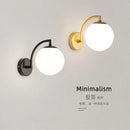 Minimalist black & gold glass ball wall light bedroom sconce