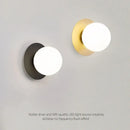 Minimalist black & gold led wall sconce bedroom glass globe light
