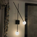 Minimalist black & gold opal glass bubble light fixture bedroom sconce