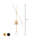 Minimalist black & gold opal glass bubble light fixture bedroom sconce