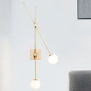 Minimalist black & gold opal glass bubble light fixture bedroom sconce