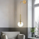 Minimalist black gold spherical wall sconce bedroom glass globe light
