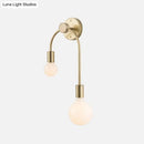 Minimalist black & gold wall lamp bedroom double arm sconce