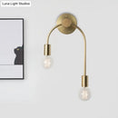 Minimalist black & gold wall lamp bedroom double arm sconce