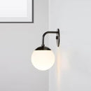Minimalist black & gold wall light with milky glass ball for bedroom
