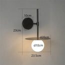 Minimalist black iron glass led wall light for bedroom living room