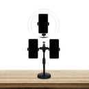 Minimalist black led mirror lamp with phone holders for bedroom