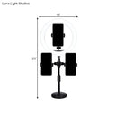 Minimalist black led mirror lamp with phone holders for bedroom