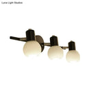 Minimalist black linear design wall lamp with opal glass study room