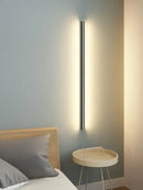 Minimalist black linear led wall lamp for bedroom warm glow