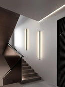 Minimalist black linear led wall lamp for bedroom warm glow