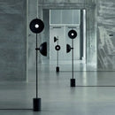 Minimalist black marble floor lamp with funnel shade living room