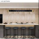Minimalist black marble rectangular dining room light with gold accents