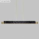 Minimalist black marble rectangular dining room light with gold accents
