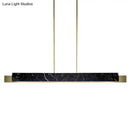 Minimalist black marble rectangular dining room light with gold accents