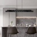 Minimalist black marble rectangular dining room light with gold accents