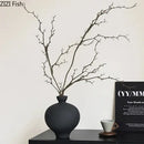 Minimalist black matte big belly ceramic vase living room decor