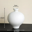 Minimalist black matte big belly ceramic vase living room decor
