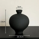 Minimalist black matte big belly ceramic vase living room decor