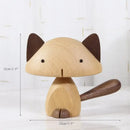 Minimalist black & natural wood carving figurines living room decor