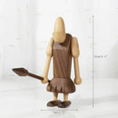 Minimalist black & natural wood carving figurines living room decor