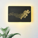 Minimalist black running man led wall lamp bedroom fixture 110v-120v