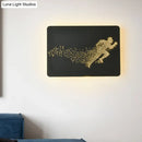 Minimalist black running man led wall lamp bedroom fixture 110v-120v