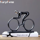 Minimalist black & silver cyclist sculpture figurine living room decor