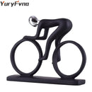Minimalist black & silver cyclist sculpture figurine living room decor