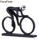 Minimalist black & silver cyclist sculpture figurine living room decor