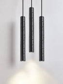 Minimalist black stone tube led pendant light for bedroom lighting