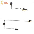 Minimalist black two arm wall lamp bedroom swing arm light