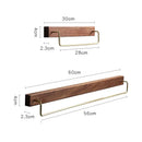 Minimalist black walnut wood towel rack 2 pack bathroom brass accents