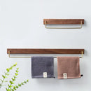 Minimalist black walnut wood towel rack 2 pack bathroom brass accents