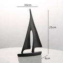 Minimalist black & white abstract resin sailboat living room decor