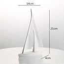 Minimalist black & white abstract resin sailboat living room decor