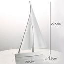 Minimalist black & white abstract resin sailboat living room decor