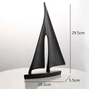 Minimalist black & white abstract resin sailboat living room decor