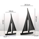Minimalist black & white abstract resin sailboat living room decor